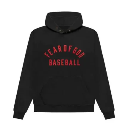 Black And Red Fear Of God Vintage Baseball Hoodie